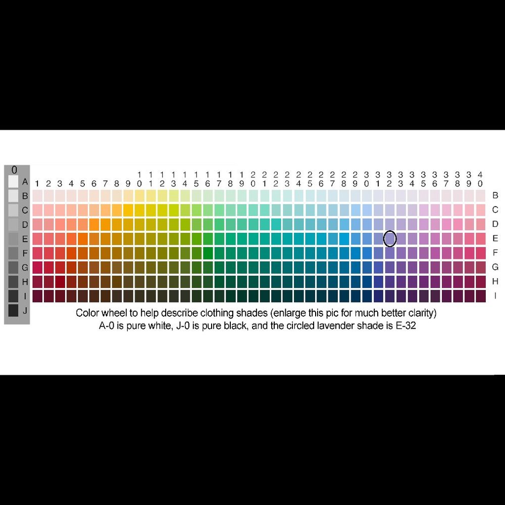 Color chart- for reference only (not for sale)